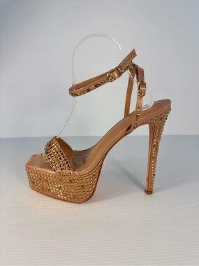 Azalea Wang Albion Mocha Rhinestone Platform Heels – Sky High Glam